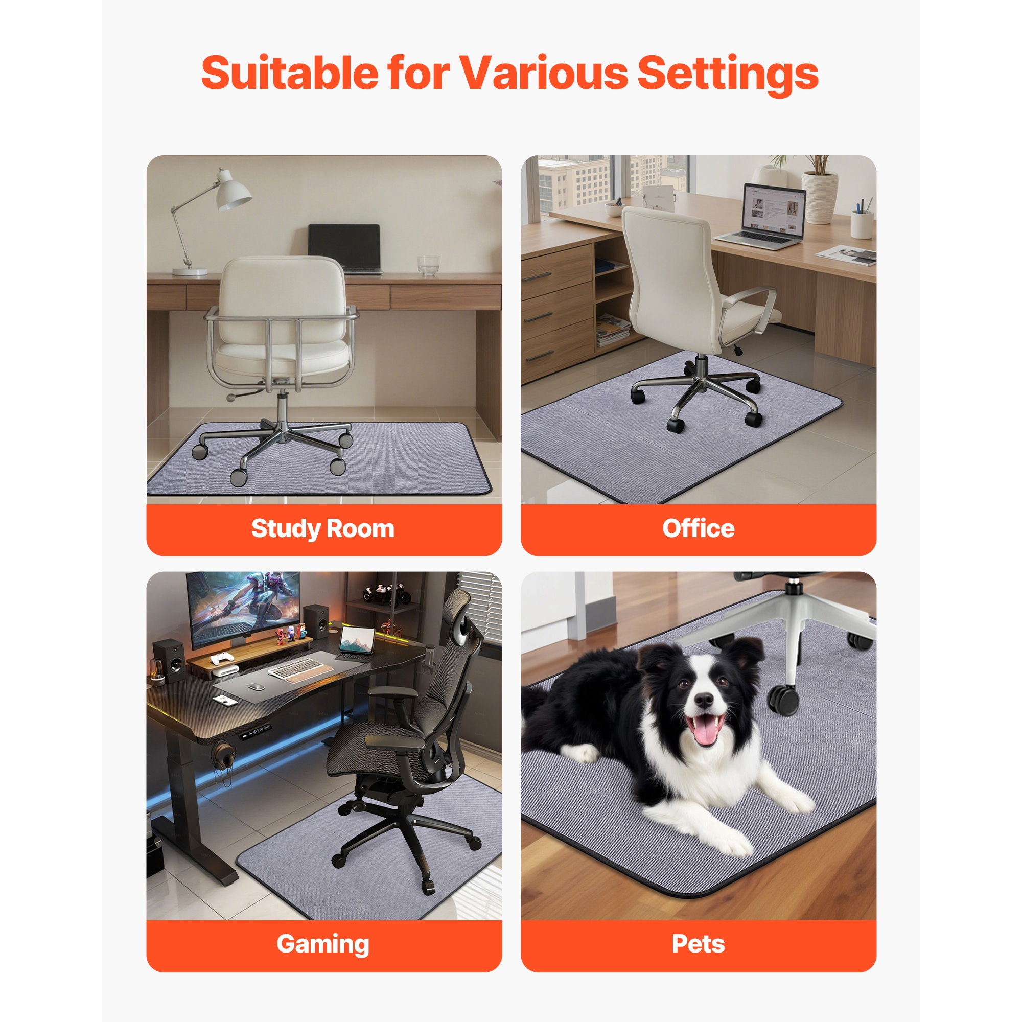Office Chair Mat For Hard Floors With Corduroy Surface_voghion.com
